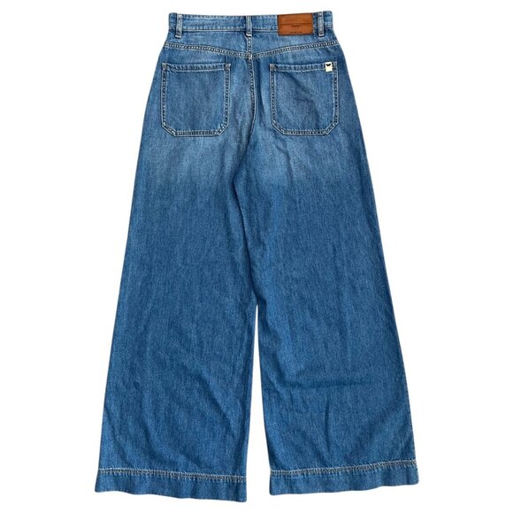 Weekend Max Mara Vega High Waist Wide Leg Jean Medium Wash 6 Flare Western Boho - Picture 2 of 11